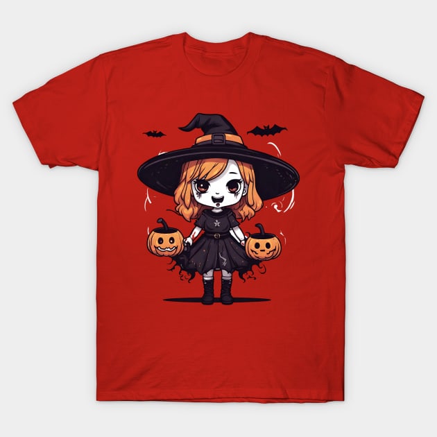 Witchcraft horror anime characters Chibi style +Halloween costume T-Shirt by Whisky1111